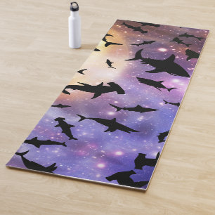 Shadow fish shark whale on gradient galaxy Space Yoga Mat