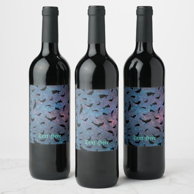 shadow fish shark whale on gradient galaxy    wine label (Bottles)