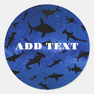 Shadow fish shark whale on gradient Ocean galaxy Classic Round Sticker