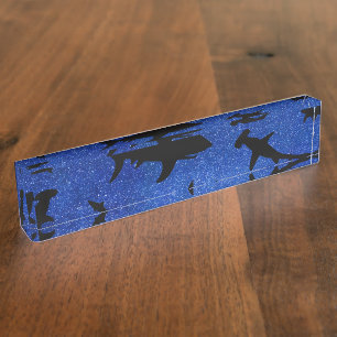 Shadow fish shark whale on gradient Ocean galaxy Nameplate