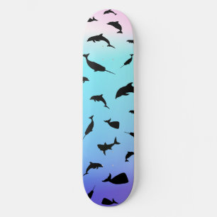 shadow fish shark whale on gradient ocean skateboard