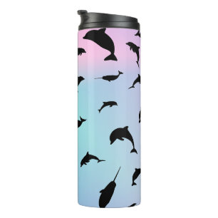 shadow fish shark whale on gradient ocean thermal tumbler