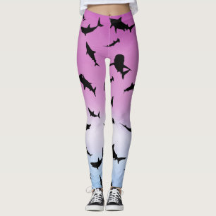 shadow fish shark whale on gradient Rainbow Leggings