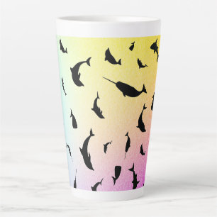 shadow fish shark whale rainbow gradient ocean latte mug