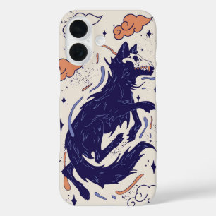 Shadow Howl – Mystic Skull Wolf iPhone 16 Case