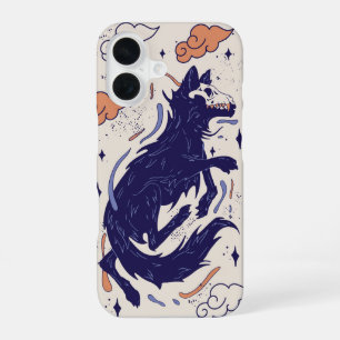 Shadow Howl – Mystic Skull Wolf iPhone 16 Case