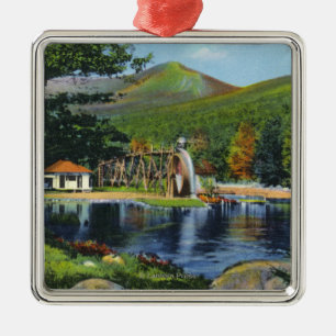 Shadow Lake Overshot Water Wheel View Metal Tree Decoration