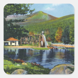 Shadow Lake Overshot Water Wheel View Square Sticker