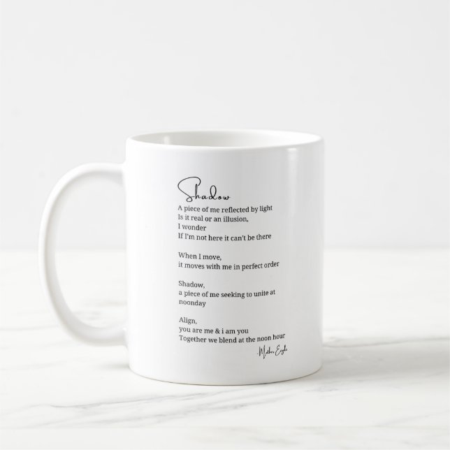 Shadow light reunite poem coffee tea mug (Left)