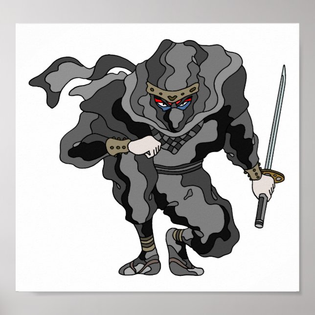 Shadow lurking in the darkness. Cyber ninja. Poster (Front)