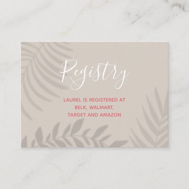 Shadow Palm Tan and Coral Shower Enclosure Card (Front)