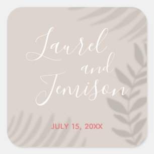 Shadow Palm Tan Square Sticker