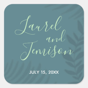 Shadow Palm Teal Square Sticker