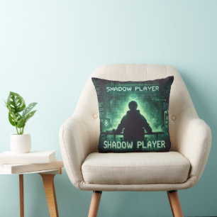 Shadow Player – Cyberpunk Gamer Art Cushion