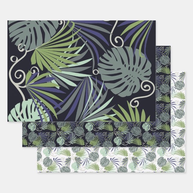 Shadow popular indoor plants illustration wrapping paper sheet (Set)