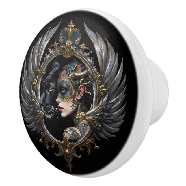Shadow Queen – Panther Spirit Emblem.  Ceramic Knob (Right)