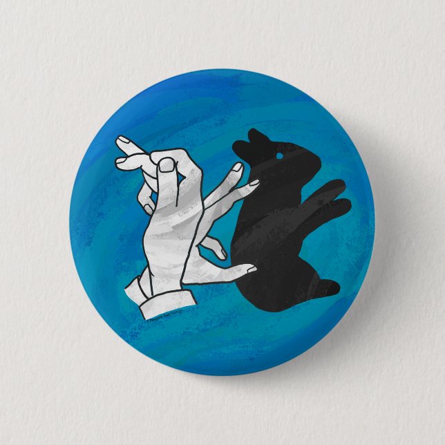 Shadow Rabbit On Blue 6 Cm Round Badge (Front)