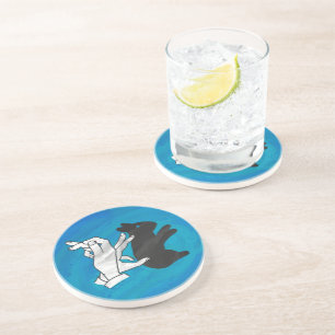 Shadow Rabbit On Blue Coaster