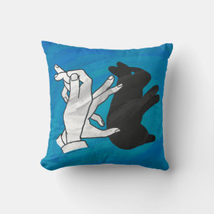 Shadow Rabbit On Blue Cushion