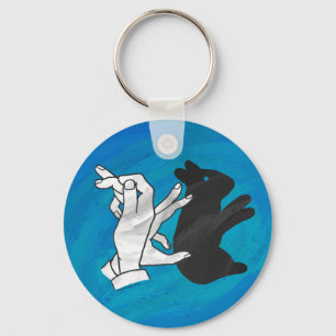 Shadow Rabbit On Blue Key Ring
