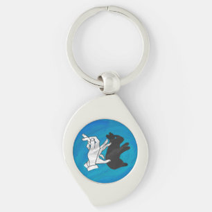 Shadow Rabbit On Blue Key Ring
