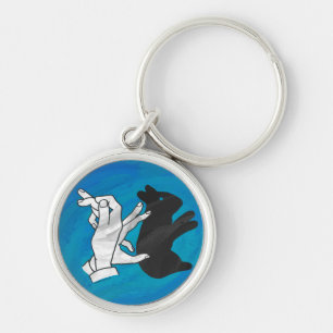 Shadow Rabbit On Blue Key Ring