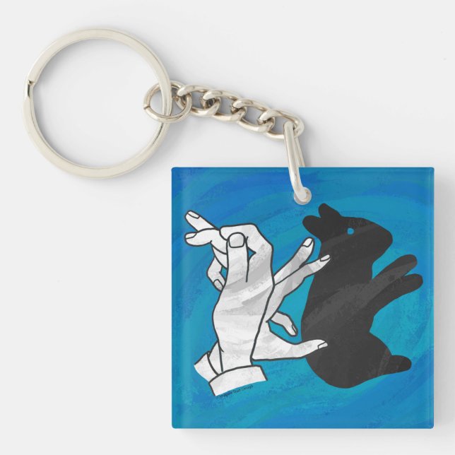 Shadow Rabbit On Blue Key Ring (Front)
