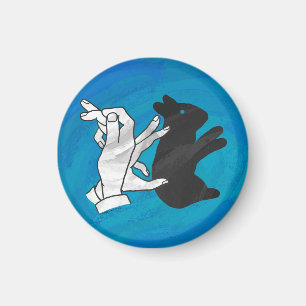 Shadow Rabbit On Blue Magnet