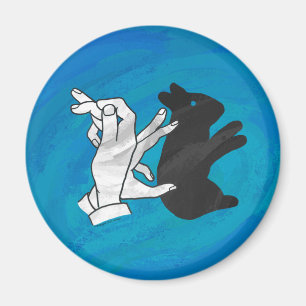 Shadow Rabbit On Blue Magnet