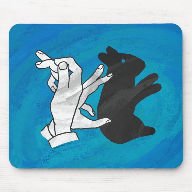 Shadow Rabbit On Blue Mouse Mat (Front)