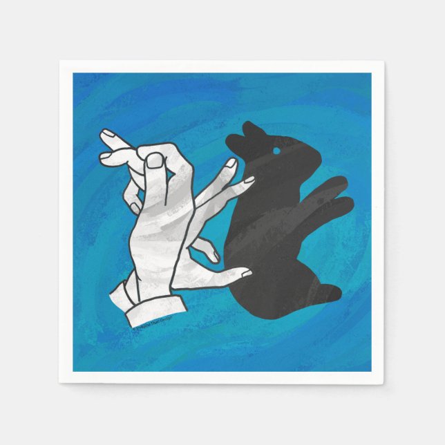 Shadow Rabbit On Blue Napkin (Front)
