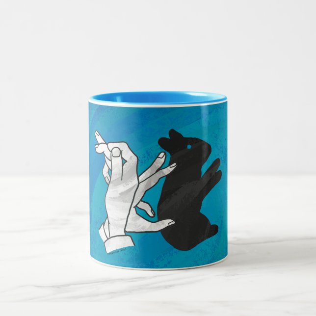 Shadow Rabbit On Blue Two-Tone Coffee Mug (Center)