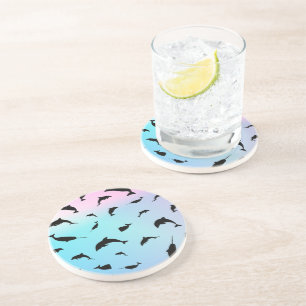 shadow rainbow fish shark whale on gradient ocean coaster
