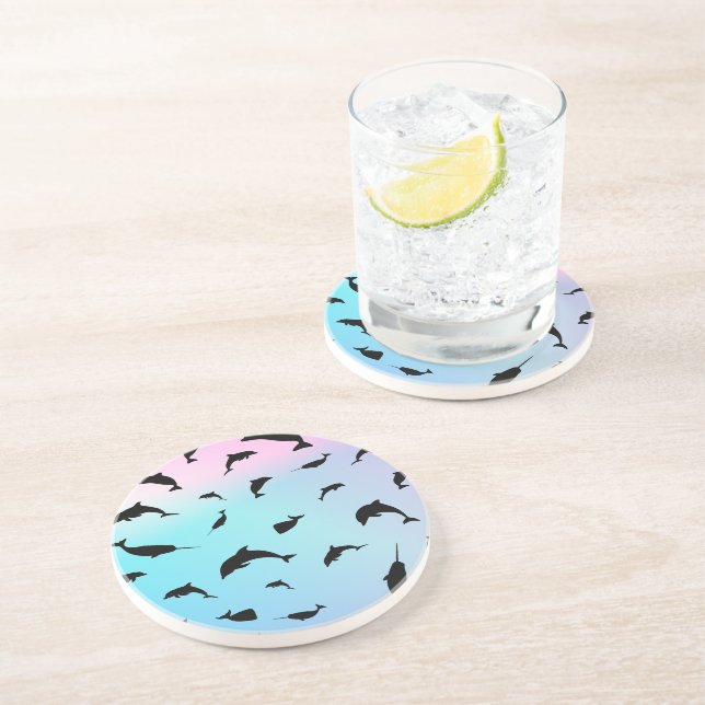shadow rainbow fish shark whale on gradient ocean coaster (Side)