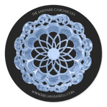 Shadow Rose Mandala Sticker - Blue on Black