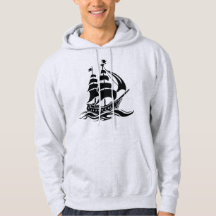 Shadow Sailing Ship – Vintage Ocean Illustration Hoodie
