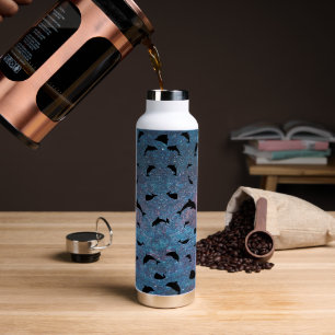 Shadow Shark fish on gradient space galaxy Water Bottle