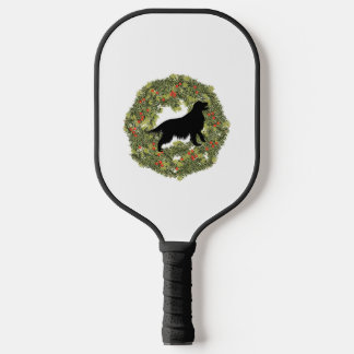 Shadow Silhouette Golden Retriever Dog in a Wreath Pickleball Paddle