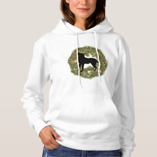 Shadow Silhouette Looking Up Dog in a Wreath Hoodie