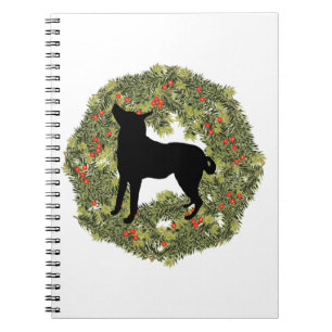 Shadow Silhouette Looking Up Dog in a Wreath Notebook