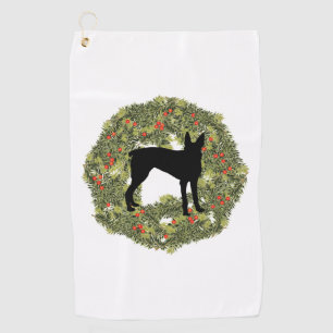 Shadow Silhouette McNab Dog in a Wreath Golf Towel