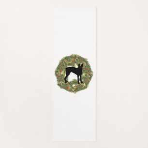Shadow Silhouette McNab Dog in a Wreath   Yoga Mat