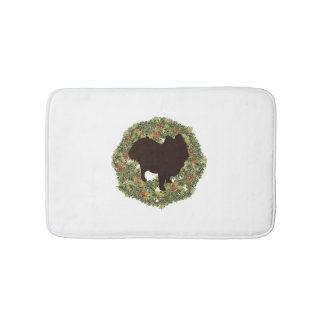 Shadow Silhouette Pomeranian in a Wreath Bath Mat