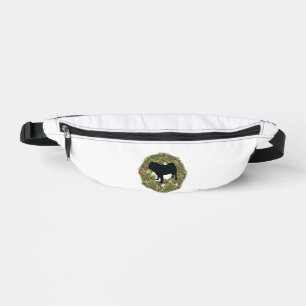 Shadow Silhouette Pug Dog in a Wreath Bum Bags