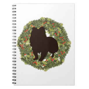 Shadow Silhouette Sheltie in a Wreath Notebook