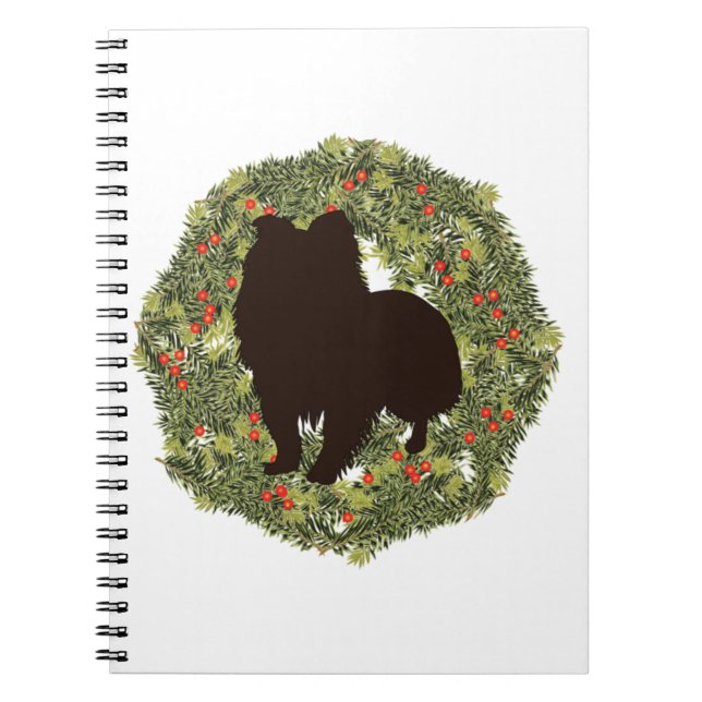 Shadow Silhouette Sheltie in a Wreath   Notebook (Front)