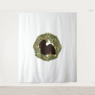 Shadow Silhouette Shih Tzu in a Wreath   Tapestry