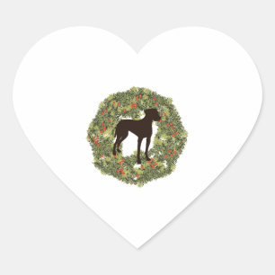 Shadow Silhouette Weimaraner in a Wreath Heart Sticker