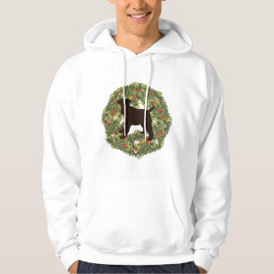 Shadow Silhouette Wire Fox Terrier Dog in a Wreath Hoodie