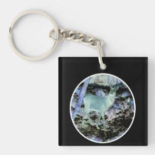 Shadow Stag Deer Mysterious Forest Night Wildlife Key Ring